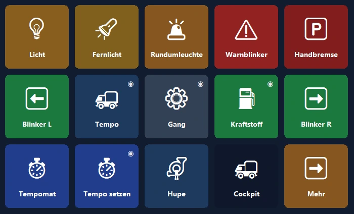 Das Lkw-Panel auf dem Handy
