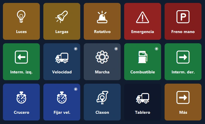 El panel del camión en el teléfono